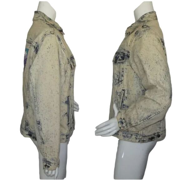 VINTAGE Acid Wash Denim Jacket, L, Polar Club/Bear, Blue, Buttons, Cotton Jean - Picture 9 of 15